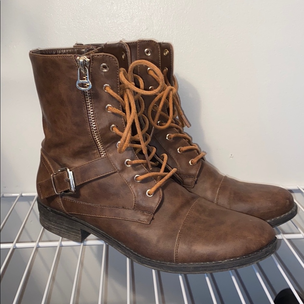 Call it spring brown zip up combat ankle boots